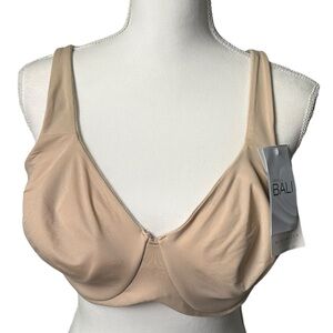 BEAUTY by BALI tan underwire minimizer bra DFB115 size 40D NWT